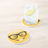 Geeky Emoji Face Zandsteen Onderzetter (Zijkant)