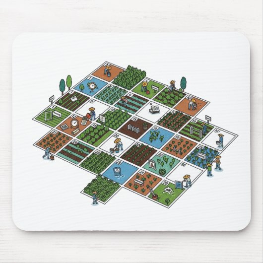 Geeky Farming Grid – Landbouw ontmoet AI-muis Muismat (Voorkant)
