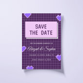 Geeky Gamer Schattig Nerdy Pixelated Paarse Nerdy Save The Date