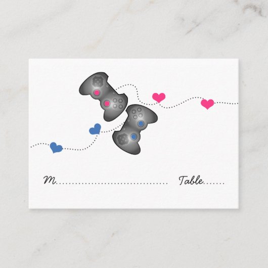 Geeky Gamer Wedding Place Kards Plaatskaartje (Voorkant)