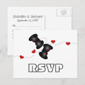 Geeky Gamers RSVP Briefkaart (Donker) (Voorkant / Achterkant)
