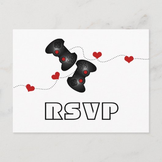 Geeky Gamers RSVP Briefkaart (Donker) (Voorkant)