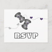 Geeky Gamers RSVP Briefkaart (zilver/Paars) (Voorkant)