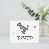 Geeky Gamers RSVP Briefkaart (zilver/Paars) (Staand voorkant)
