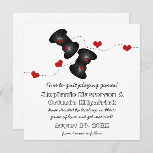 Geeky Gamers sparen de Datum Uitnodiging, Donker Save The Date (Voorkant / Achterkant)