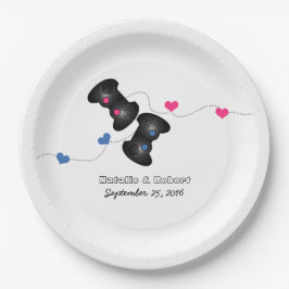 Geeky gamers Weddenschap Borden donkerroze blauw Papieren Bordje