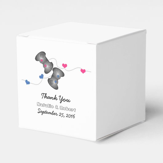 Geeky Gamers Wedding Favor Boxes Pink Blue Bedankdoosjes (Voorkant Zijde)