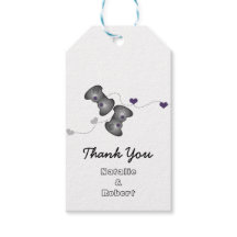 Geeky Gamers Wedding Gift Labels Silver Paars