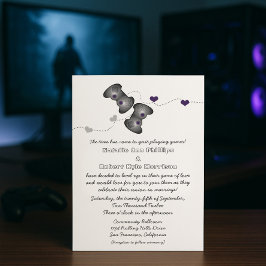 Geeky Gamers Wedding Invitation (zilver/Paars) Kaart