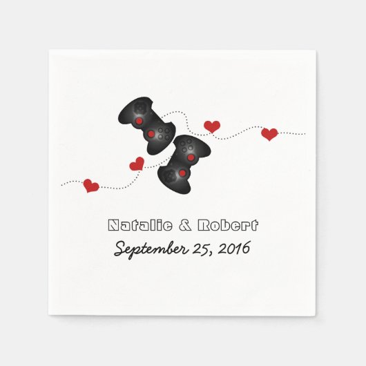 Geeky Gamers Wedding Paper Napkins Dark Servetten (Voorkant)