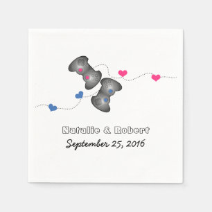 Geeky Gamers Wedding Paper Napkins Pink Blue Servetten
