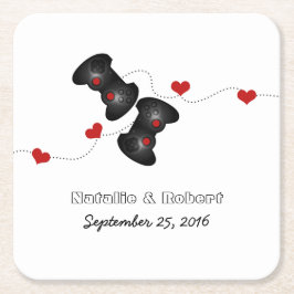 Geeky Gamers Wedding Paper Onderzetters donker