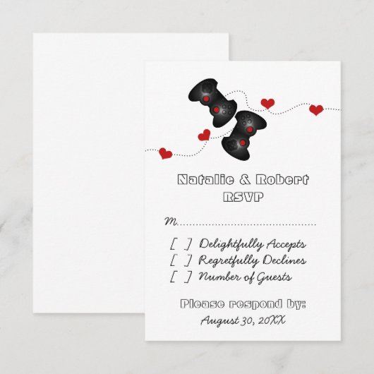 Geeky Gamers Wedding Response Kaart (donker) (Voorkant / Achterkant)