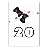 Geeky Gamers Wedding Table Kaart Donkerroze Blauw (Voorkant)