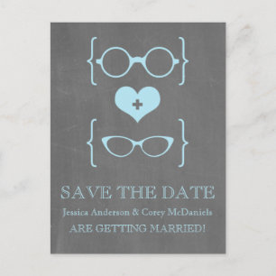 Geeky Glassen Chalkboard Save the Date Briefkaart