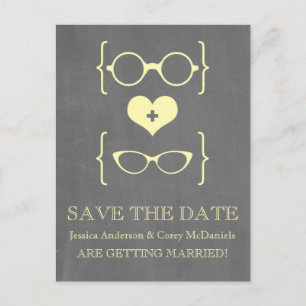 Geeky Glassen Chalkboard Save the Date Briefkaart
