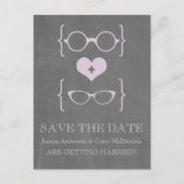 Geeky Glassen Chalkboard Save the Date Briefkaart (Voorkant)