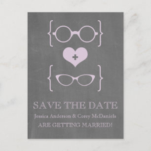 Geeky Glassen Chalkboard Save the Date Briefkaart