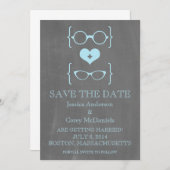 Geeky Glasses Chalkboard Save the Date Invite Kaart (Voorkant / Achterkant)
