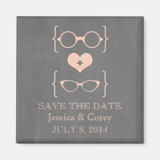 Geeky Glasses Chalkboard Save the Date Magnet
