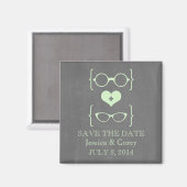 Geeky Glasses Chalkboard Save the Date Magnet (Voorkant / Achterkant)