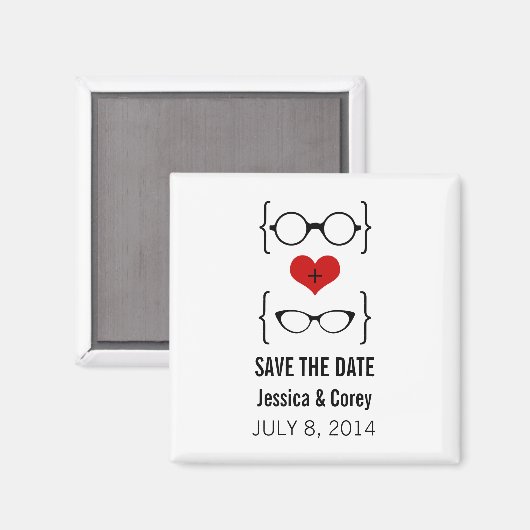 Geeky Glasses Save the Date Magnet (Voorkant / Achterkant)