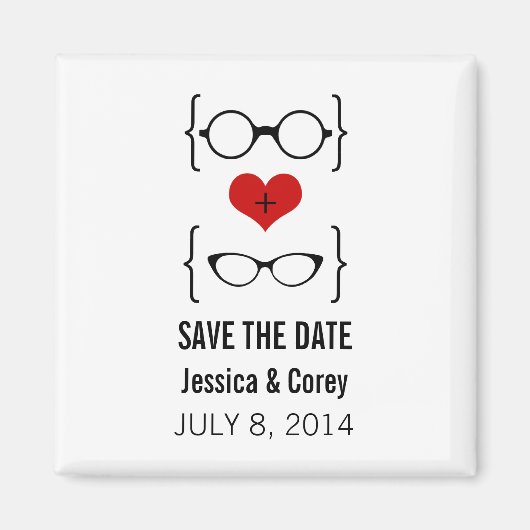 Geeky Glasses Save the Date Magnet (Voorkant)