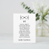 Geeky Glasses Seating Chart Briefkaart v1 (Staand voorkant)