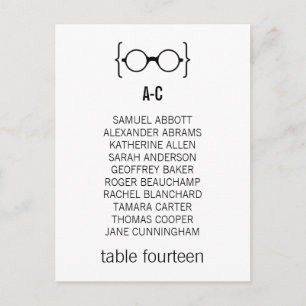 Geeky Glasses Seating Chart Briefkaart v1