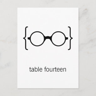 Geeky Glasses Table Number Briefkaart