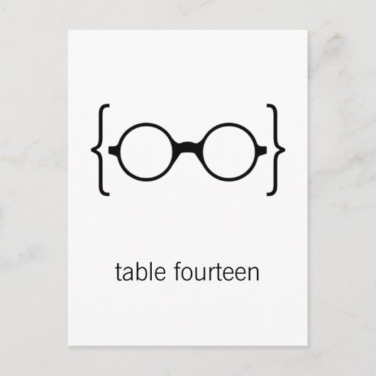 Geeky Glasses Table Number Briefkaart (Voorkant)