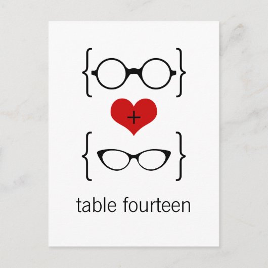Geeky Glasses Table Number Briefkaart (Voorkant)