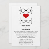 Geeky Glasses Wedding Invitation Kaart (Voorkant / Achterkant)