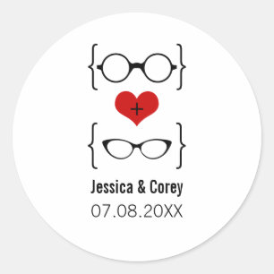 Geeky Glasses Wedding Stickers
