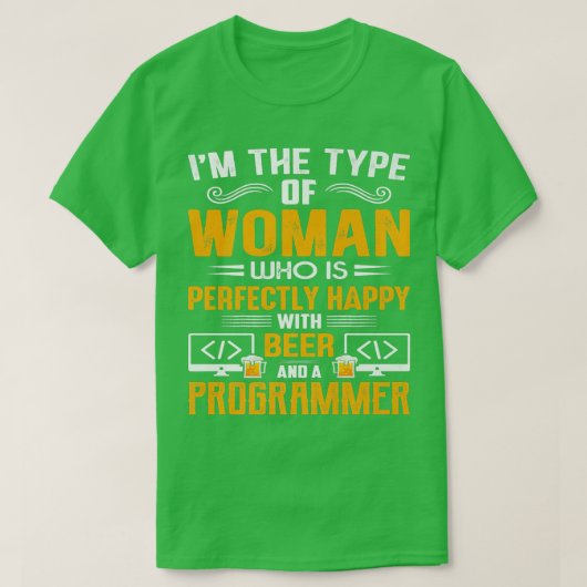 Geeky IT Computer Nerd Happy Coder Woman T-shirt (Design voorkant)