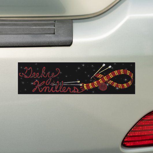 Geeky Knitters Red Bumpersticker (Op auto)