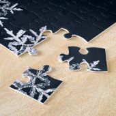 Geeky Navy Blue Snowflake Fibonacci Spiral Puzzle Legpuzzel (Zijkant)