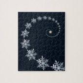 Geeky Navy Blue Snowflake Fibonacci Spiral Puzzle Legpuzzel (Verticaal)