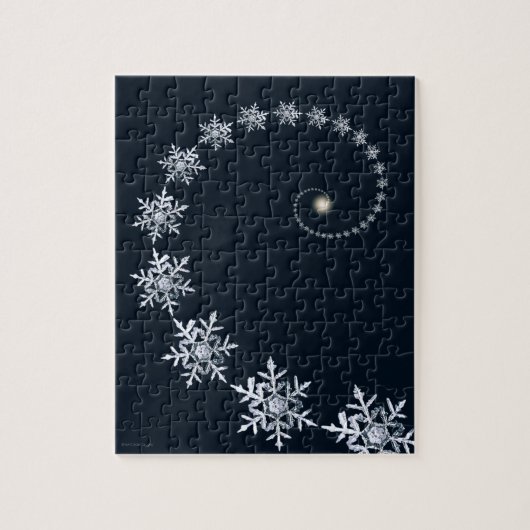 Geeky Navy Blue Snowflake Fibonacci Spiral Puzzle Legpuzzel (Verticaal)