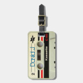 Geeky nerdy 1980s cassette retro cassette tape bagagelabel (Voorkant verticaal)