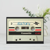 Geeky nerdy 1980s cassette retro cassette tape kaart (Staand voorkant)