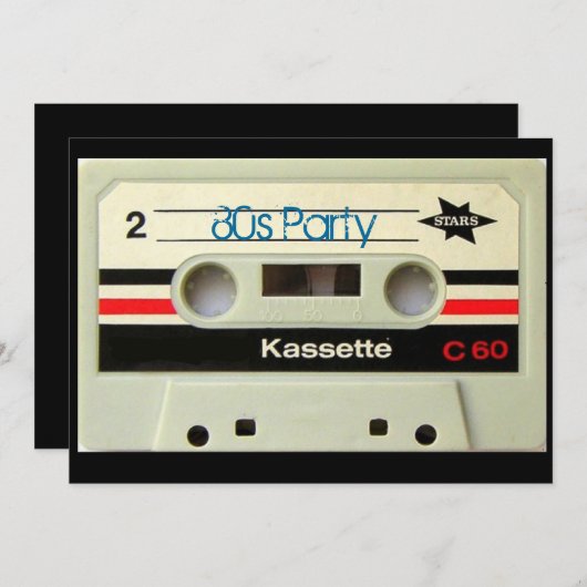 Geeky nerdy 1980s cassette retro cassette tape kaart (Voorkant / Achterkant)