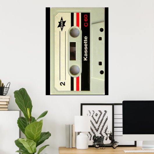 Geeky nerdy 1980s cassette retro cassette tape poster (Thuiskantoor)