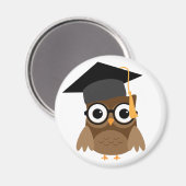 Geeky Owl met bril en Pet Afstuderen Magnet (Voorkant / Achterkant)
