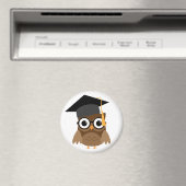 Geeky Owl met bril en Pet Afstuderen Magnet (Insitu (Vaatwasser))