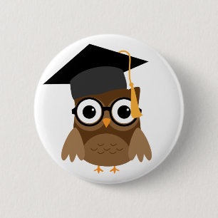 Geeky Owl met Glasses andGraduation Pet Button