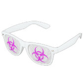 Geeky Pink Biohazard-teken Retro Zonnebril (Gekanteld)