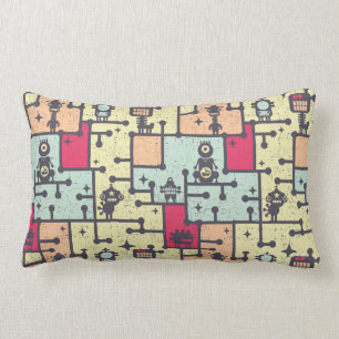 geeky robot maze patroonvector kussen