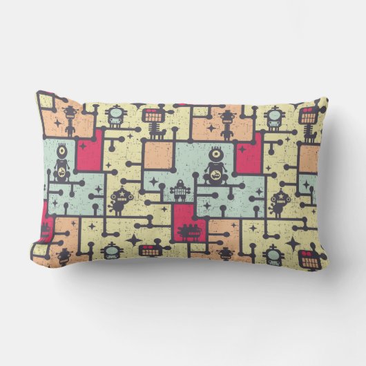 geeky robot maze patroonvector kussen (Voorkant)