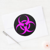 Geeky Roze Biohazard Waarschuwing Ronde Sticker (Envelop)